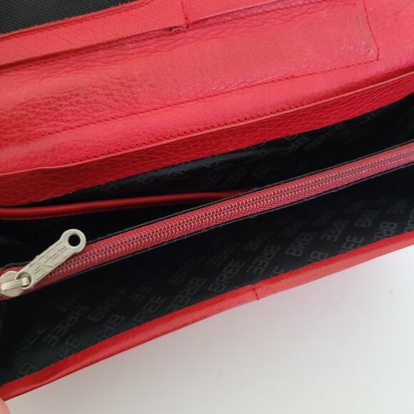 Bree Large Wallet Clutch Geniue Leather Red Card Bill Pen Key Holder Strap - Picture 4 of 13